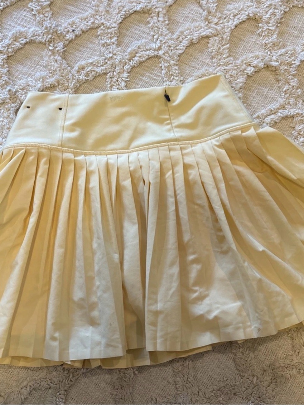 YPB Butter Yellow Pleated Casual Activewear Mini Tennis Flare A-Line Skirt Small - Picture 3 of 5